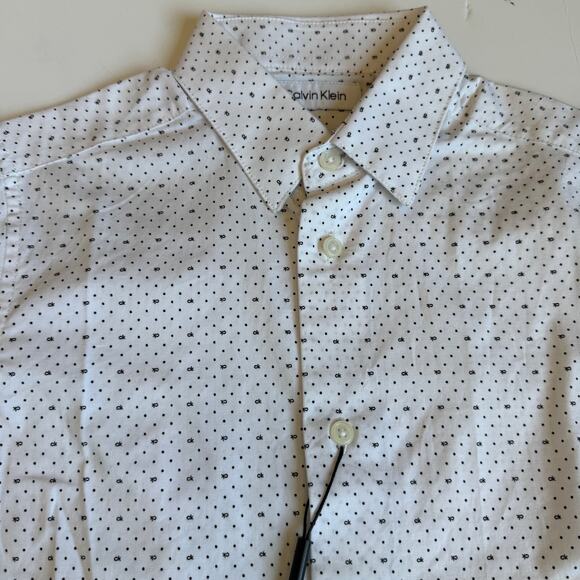 NEW Calvin Klein Slim Fit + Stretch Dress Shirt Black White 10 - Picture 7 of 10